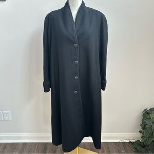 Vintage‎ Women’s Black Vamp Goth Formal Long Overcoat 100% Pure Wool USA L